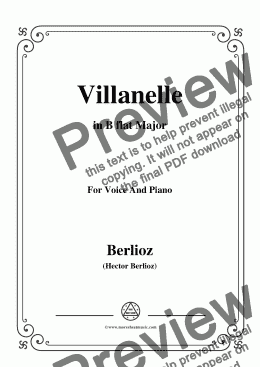 page one of Berlioz-Villanelle in B flat Major,for voice and piano