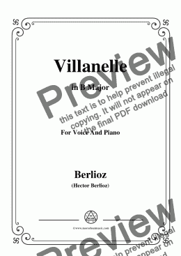 page one of Berlioz-Villanelle in B Major,for voice and piano