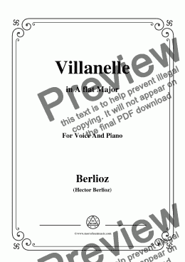 page one of Berlioz-Villanelle in A flat Major,for voice and piano