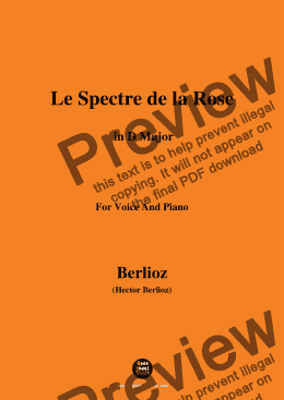 page one of Berlioz-Le Spectre de la Rose in D Major,for voice and piano
