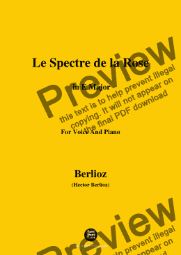 page one of Berlioz-Le Spectre de la Rose in E Major,for voice and piano