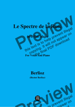 page one of Berlioz-Le Spectre de la Rose in D flat Major,for voice and piano