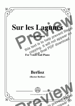 page one of Berlioz-Sur les Lagunes in g minor,for voice and piano