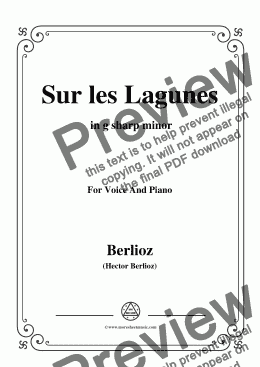 page one of Berlioz-Sur les Lagunes in g sharp minor,for voice and piano