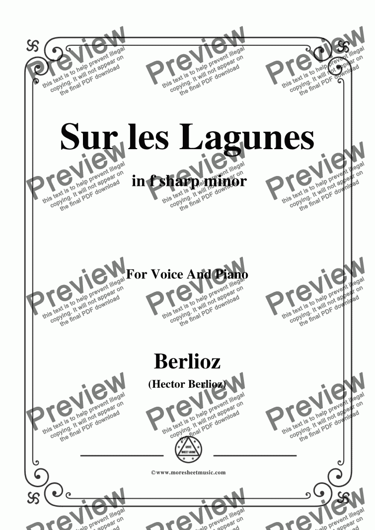 page one of Berlioz-Sur les Lagunes in f sharp minor,for voice and piano