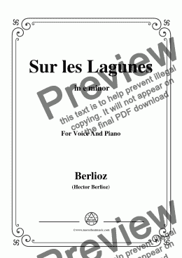 page one of Berlioz-Sur les Lagunes in e minor,for voice and piano