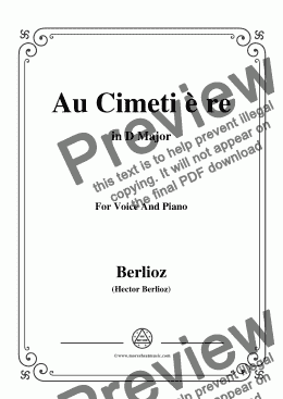 page one of Berlioz-Au Cimetière in D Major,for voice and piano