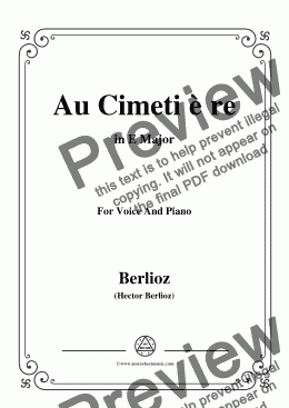 page one of Berlioz-Au Cimetière in E Major,for voice and piano