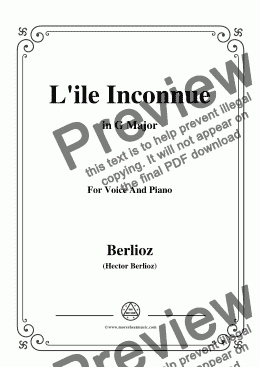 page one of Berlioz-L'ile Inconnue in G Major,for voice and piano