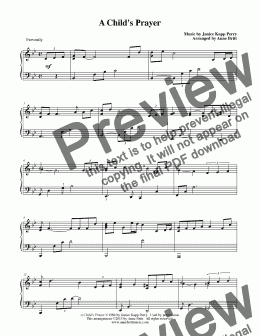 page one of A Child's Prayer (easy piano solo)