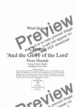 page one of The Glory of the Lord - Wind Quintet