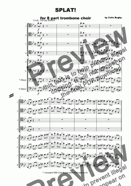 page one of Splat! for 8 part trombone choir