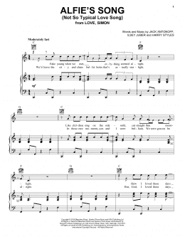 page one of Alfie's Song (Not So Typical Love Song) (from Love, Simon) (Piano, Vocal & Guitar Chords (Right-Hand Melody))