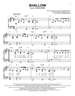 page one of Shallow (from A Star Is Born) (Easy Piano)