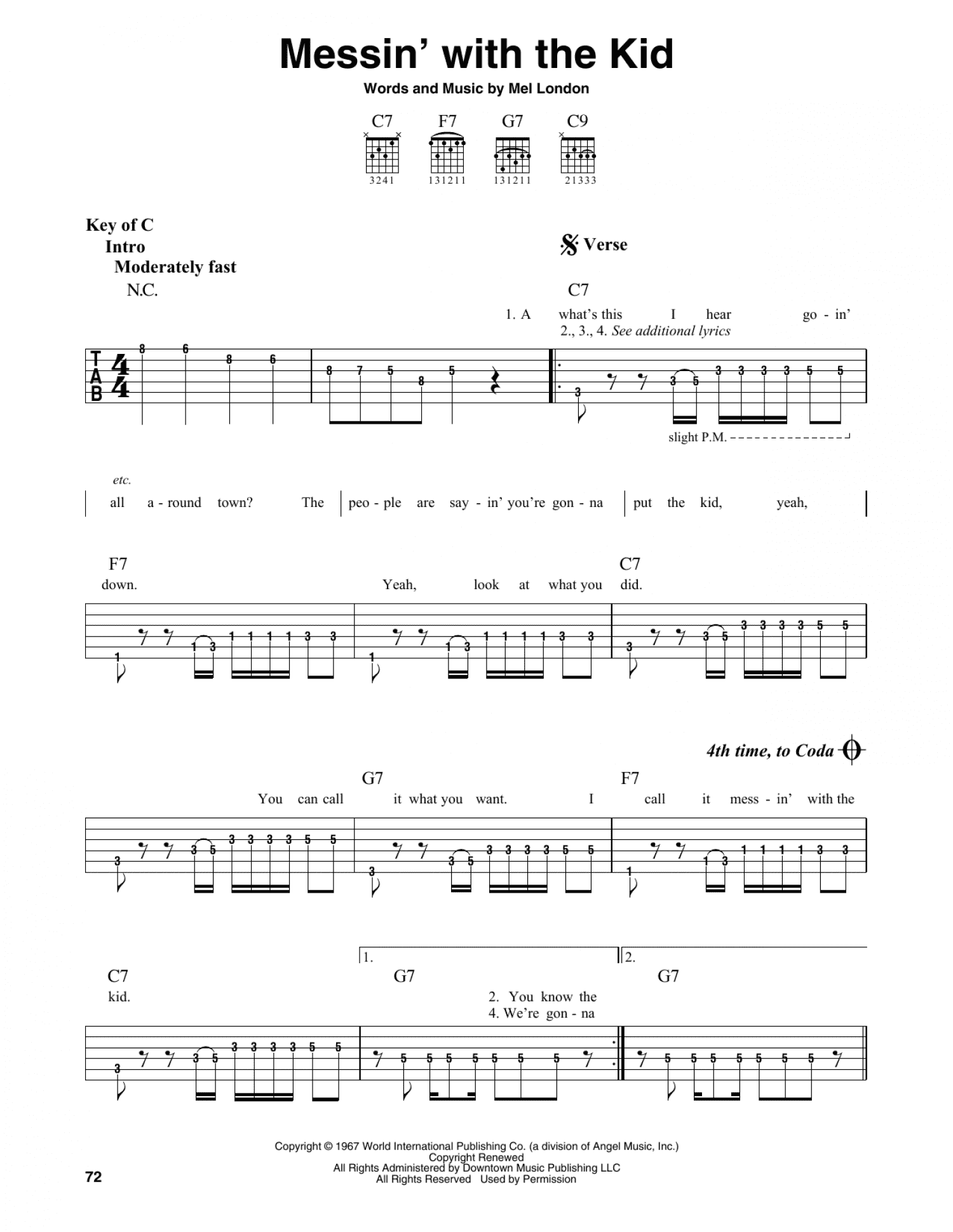 Messin' With The Kid (Guitar Lead Sheet)