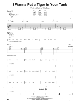 page one of I Wanna Put A Tiger In Your Tank (Guitar Lead Sheet)