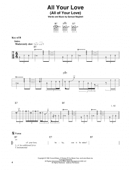 page one of All Your Love (All Of Your Love) (Guitar Lead Sheet)
