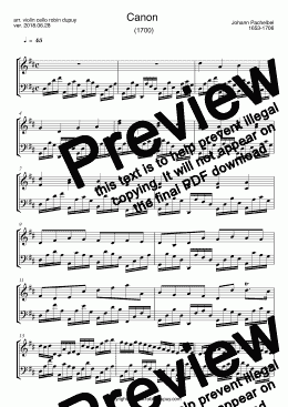page one of Pachelbel - Canon - 파헬벨의 카논 - カノン (パッヘルベル) - Канон Пахельбеля - PDF - duet violin cello