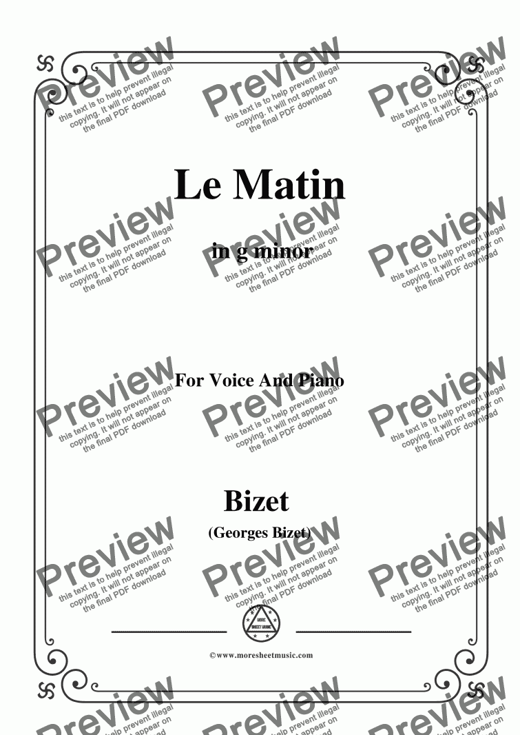 page one of Bizet-Le Matin in g minor,for voice and piano