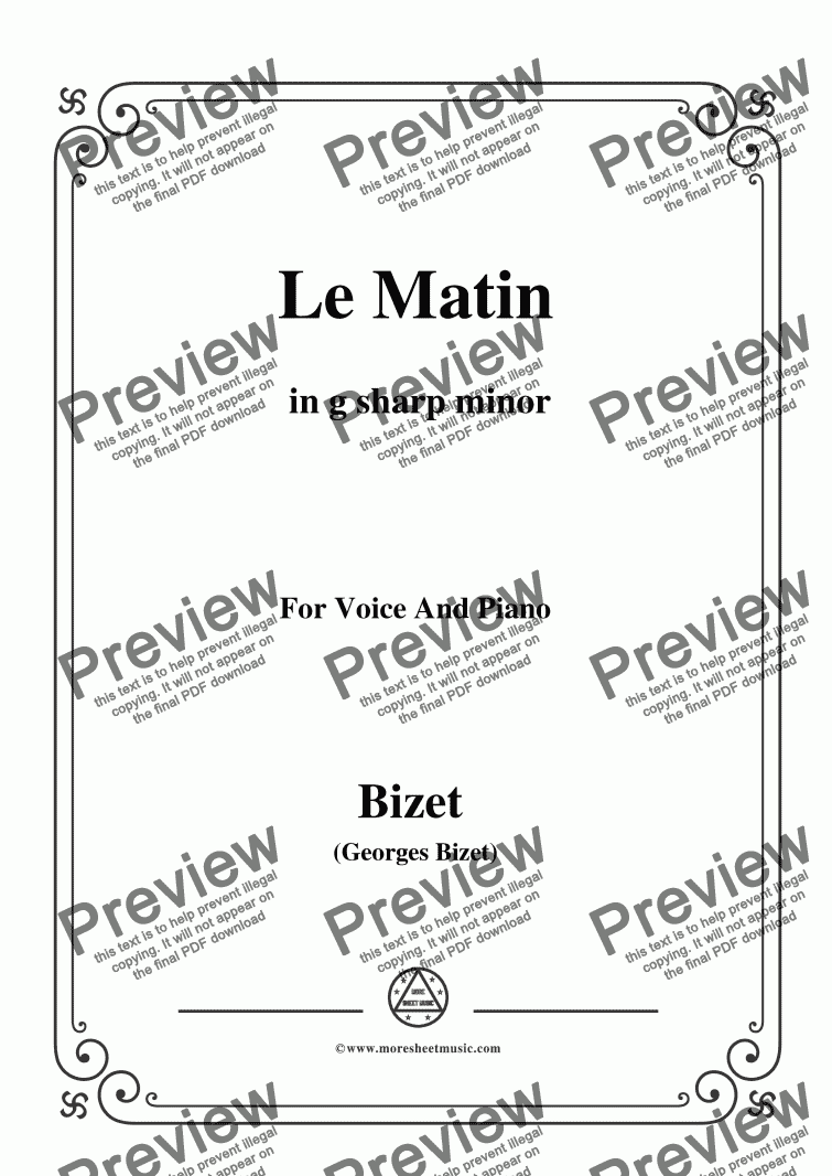 page one of Bizet-Le Matin in g sharp minor,for voice and piano