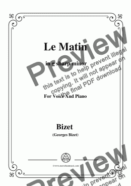 page one of Bizet-Le Matin in g sharp minor,for voice and piano