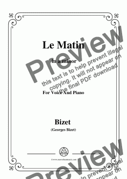 page one of Bizet-Le Matin in a minor,for voice and piano