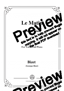 page one of Bizet-Le Matin in b flat minor,for voice and piano