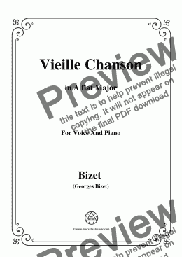 page one of Bizet-Vieille Chanson in A flat Major,for voice and piano