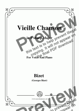 page one of Bizet-Vieille Chanson in F sharp Major,for voice and piano