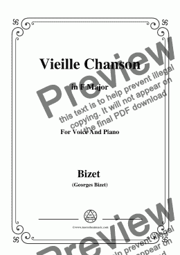 page one of Bizet-Vieille Chanson in E Major,for voice and piano