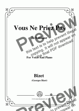 page one of Bizet-Vous Ne Priez Pas in b minor,for voice and piano