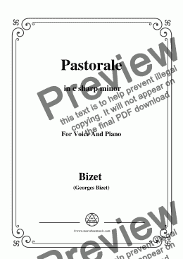 page one of Bizet-Pastorale in c sharp minor,for voice and piano