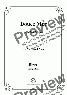 page one of Bizet-Douce Mer in A flat Major,for voice and piano