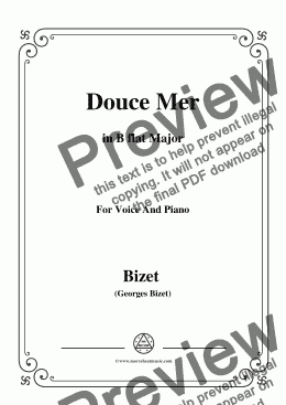 page one of Bizet-Douce Mer in B flat Major,for voice and piano