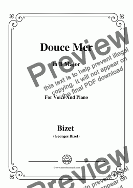 page one of Bizet-Douce Mer in B Major,for voice and piano