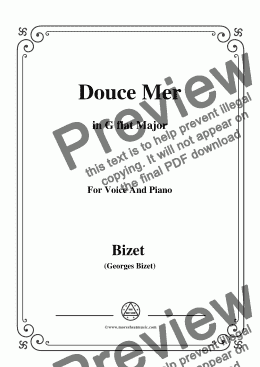 page one of Bizet-Douce Mer in G flat Major,for voice and piano