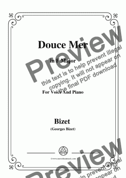 page one of Bizet-Douce Mer in F Major,for voice and piano