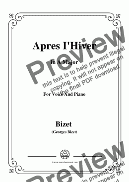 page one of Bizet-Apres I'Hiver in A Major,for voice and piano