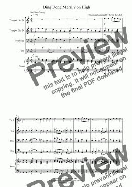 page one of Ding Dong Merrily on High (Jazzy Style!) for Brass Quartet