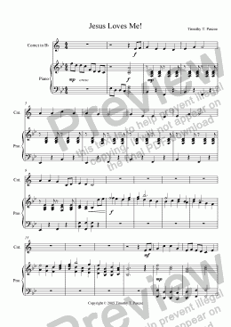 page one of Jesus Loves Me! (Cornet Solo)