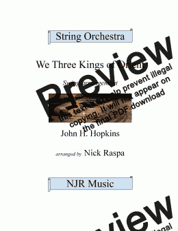 page one of We Three Kings of Orient (string orchestra)