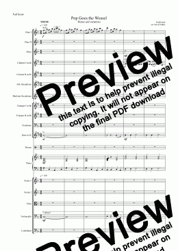 page one of Pop Goes the Weasel for school band