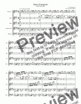 page one of Dance Espagnole for Woodwind Quintet