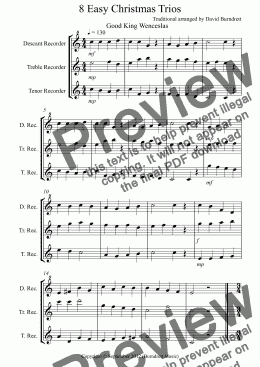 page one of 8 Easy Christmas Trios for Recorder