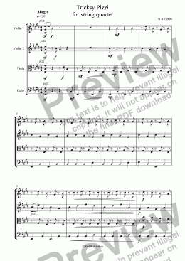 page one of TRICKSY PIZZI - for string quartet