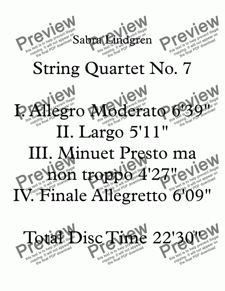 page one of String Quartet No. 7  IV. Finale Allegretto