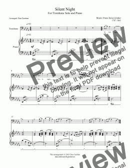 page one of Trombone - Silent Night