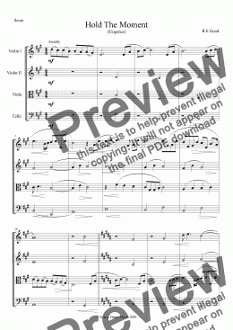 page one of Hold The Moment (arrangement for String Quartet)