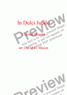 page one of In Dulci Jubilo, Clarinet Quartet