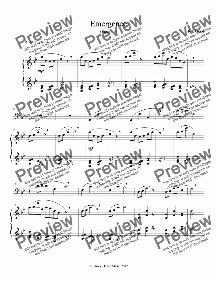 page one of Emergence for Cello and Piano